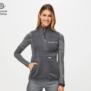 Figs Heather Dark Charcoal On Shift Sweater Vest (S) (No embroidery)